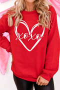 Valentines Heart Sketch Printed Pullover Sweatshirt (S-2XL)